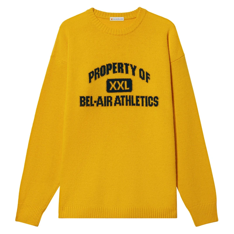 Property of Intarsia Knit - Collegiate Gold with Vintage Black intarsia