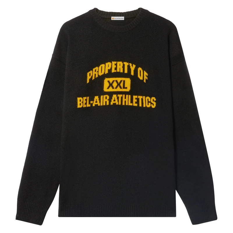 Property of Intarsia Knit - Vintage Black with Collegiate Gold Intarsia