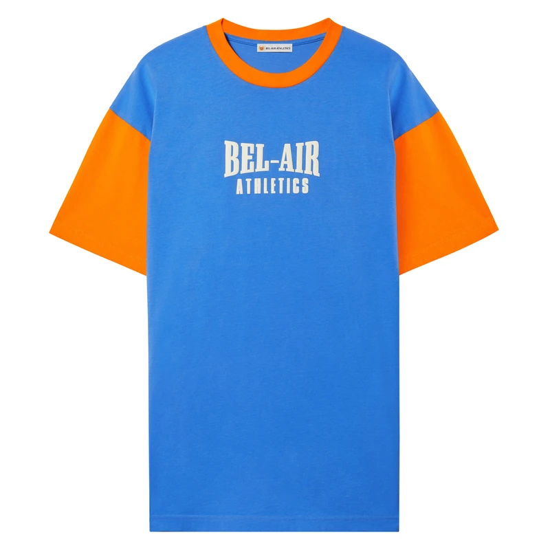 Puff print logo tshirt - Colorblock Varsity Blue/Sunset