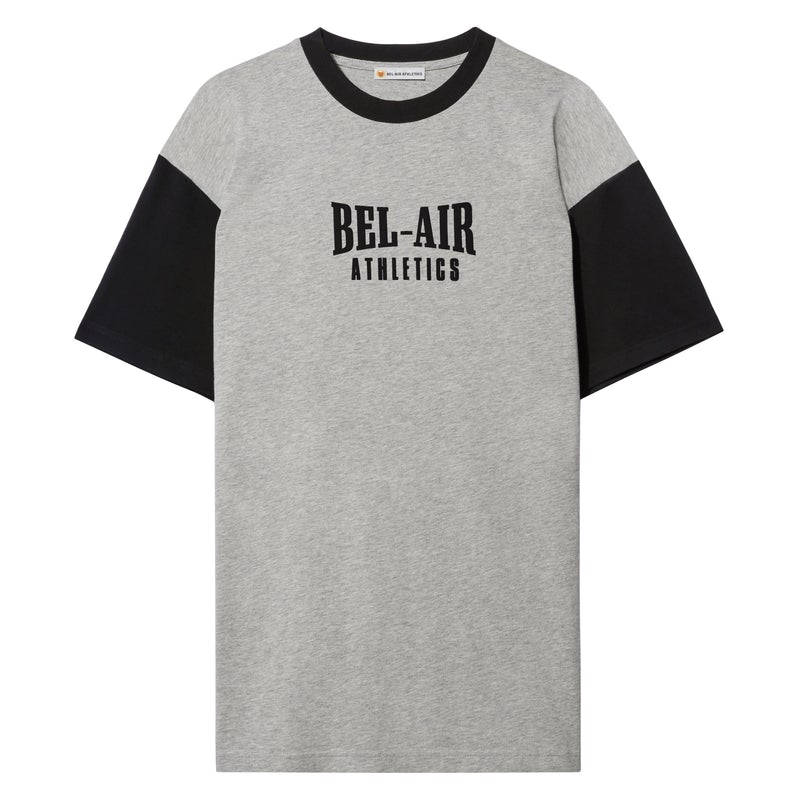 Puff print logo tshirt - Colorblock Athletic Grey+Vintage Black