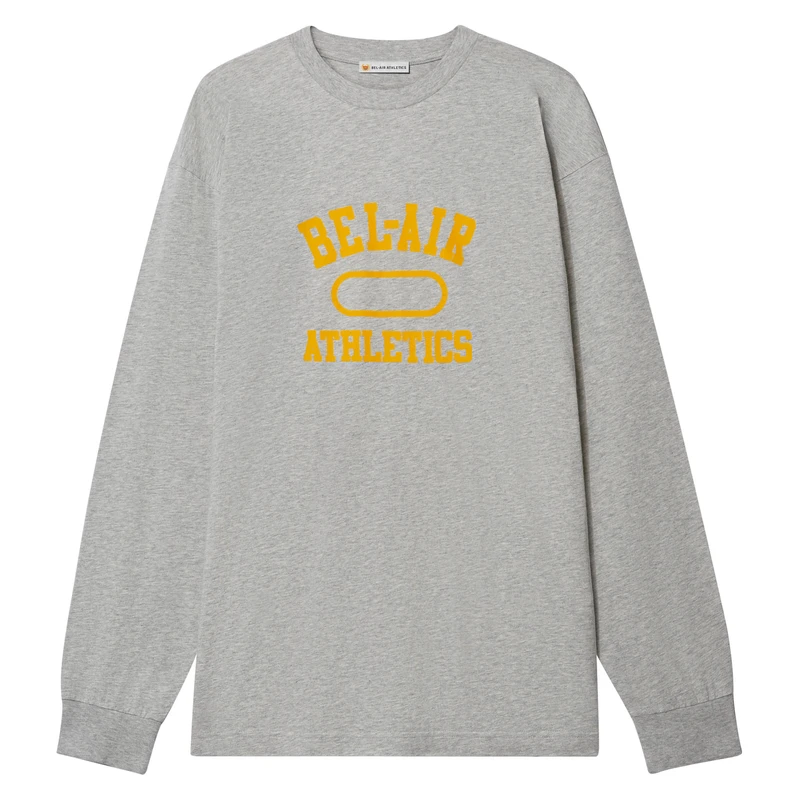 Gym Logo LS T-Shirt - Athletic Grey with Collegiate Gold print