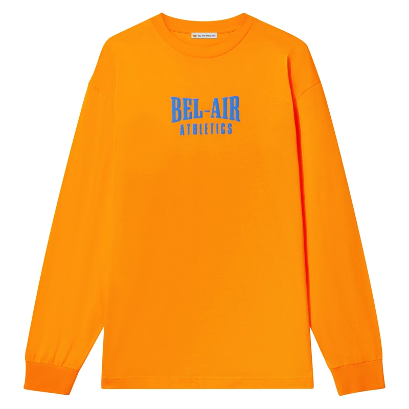 Puff print logo LS tshirt - Sunset with Varsity Blue print